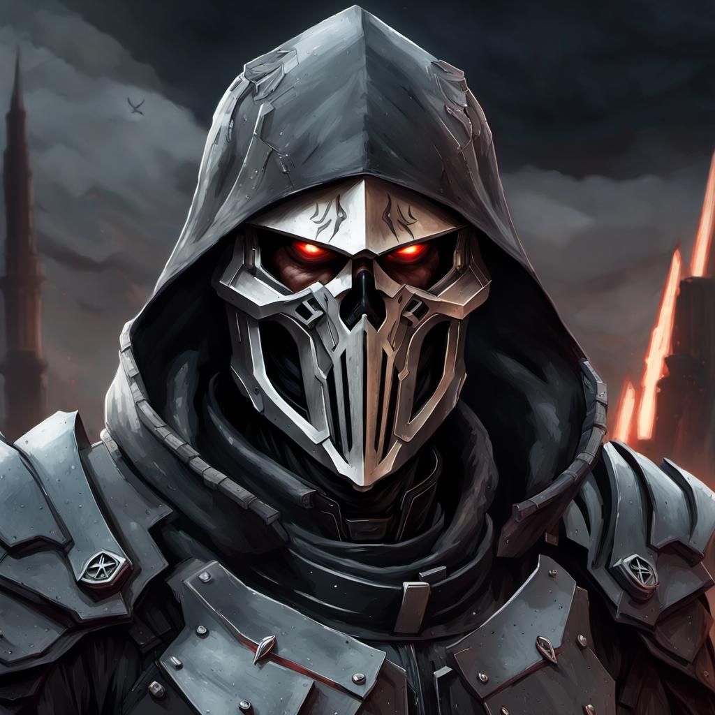 Futuristic Grim Reaper in Volcanic City, Hyperdetailed Art