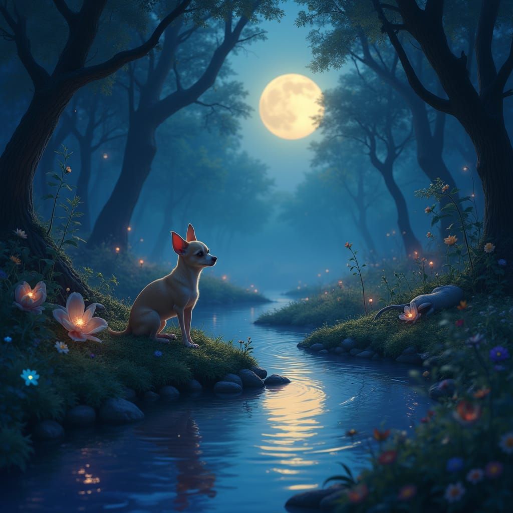 Chihuahua Princess in Enchanted Twilight Forest