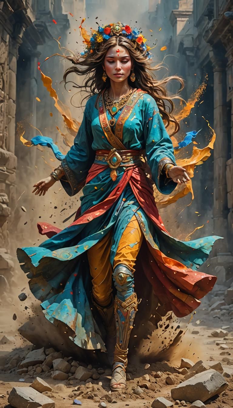 Stone Djinn coming to flesh, she is coming out from the grou...