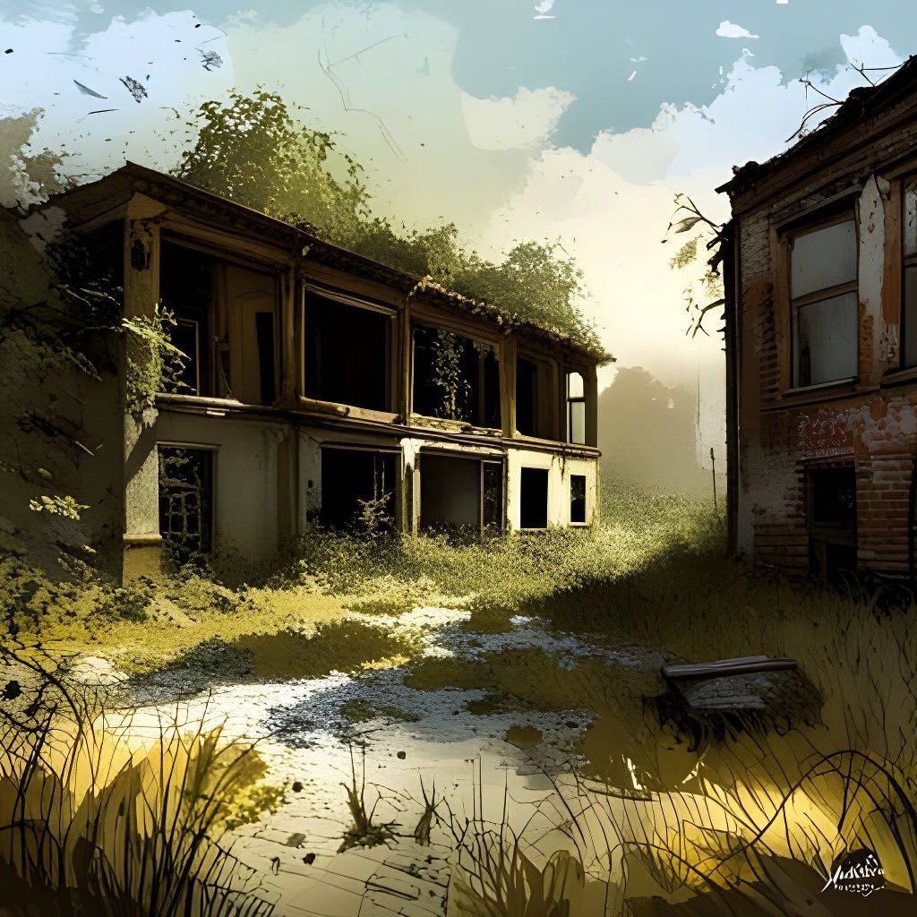 Desolate World: Abandoned Buildings in Digital Painting Styl...