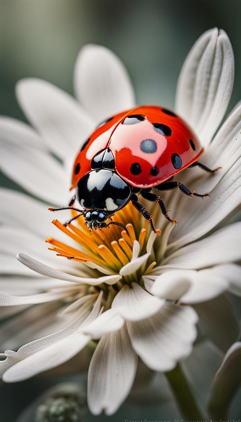 Ladybug with Flower Jewelry: Hyperrealistic Photography