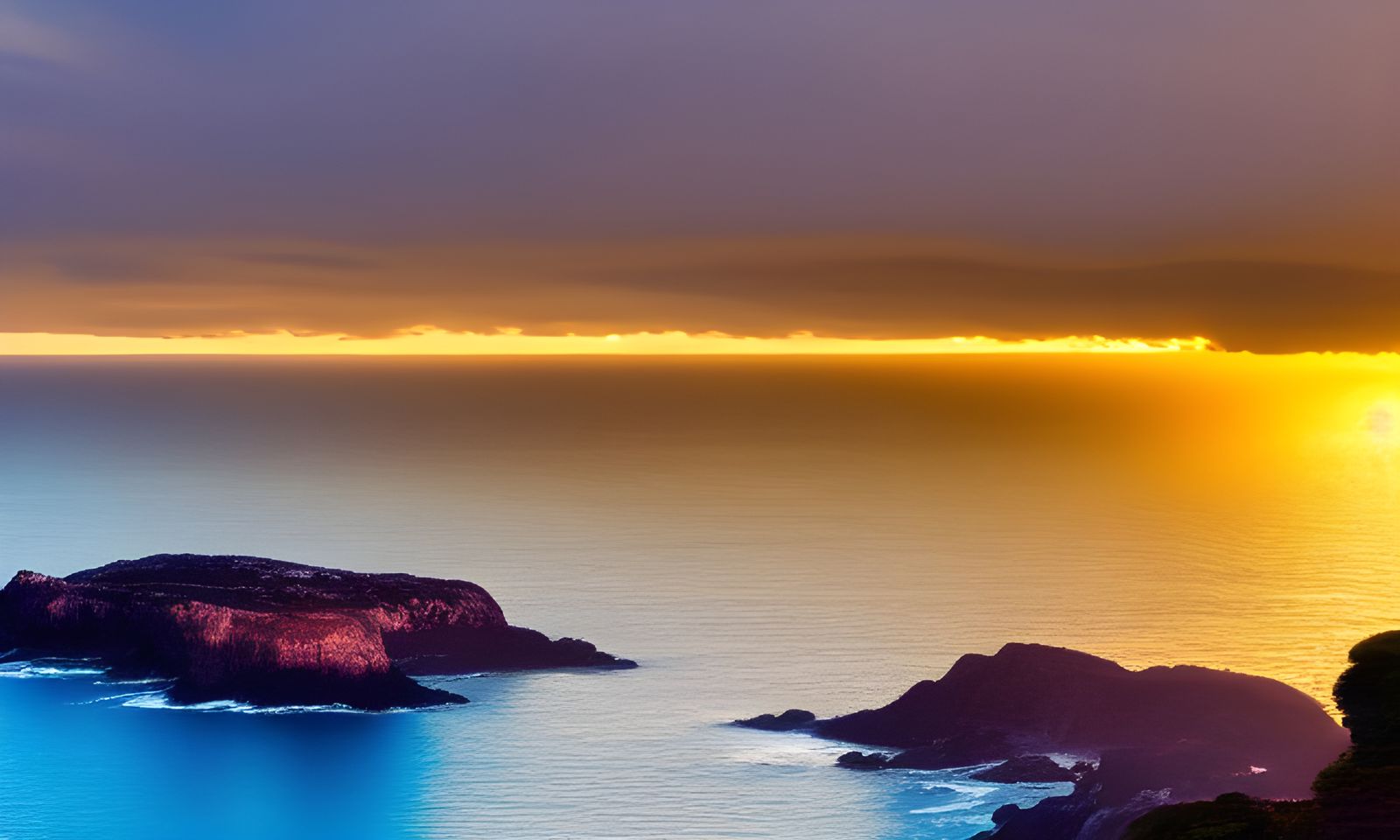 Vivid Sundown from Rocky Cliff: Academic Art