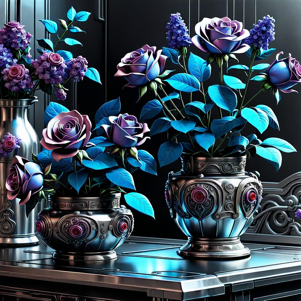 Cybernetic Flowers in French Cottage Kitchen