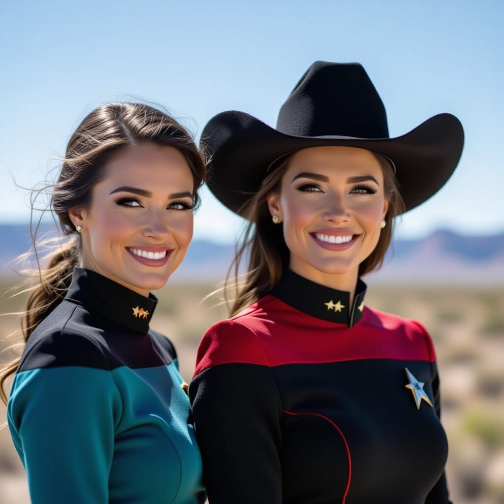 Star Trek Officer Meets Cowgirl in AI Art