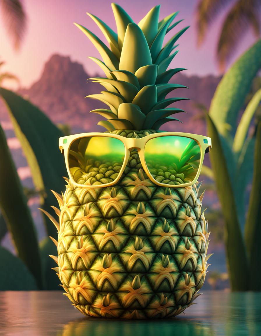 Pineapple with Glasses in Detailed Fantasy Art