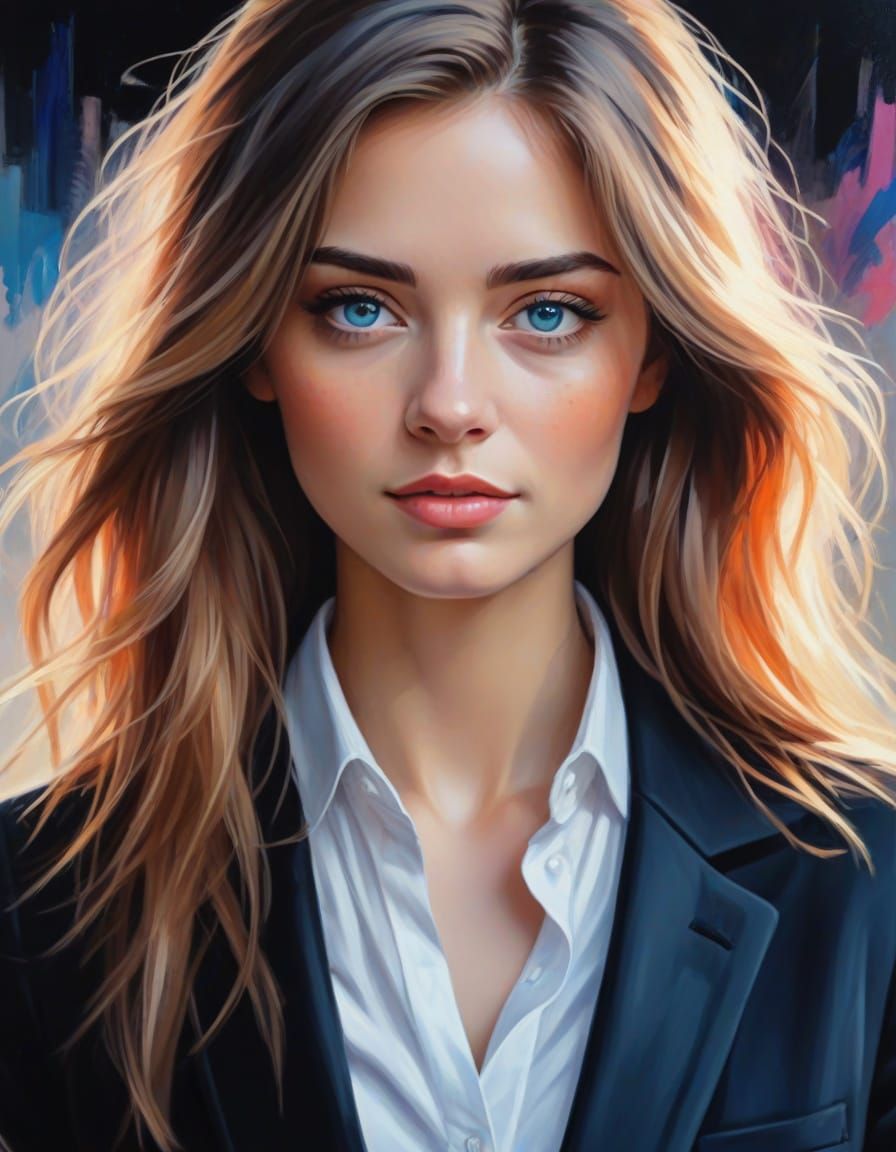 Ethereal Fauvist Beauty in Elegant Acrylic Masterpiece