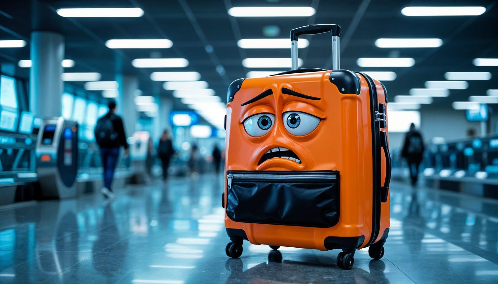 Anxious Suitcase Faces Airport Security Scan