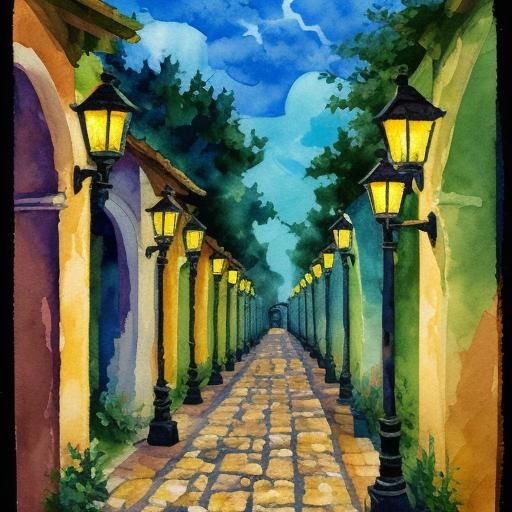 Candlelit Path in Gouache Impressionist Style