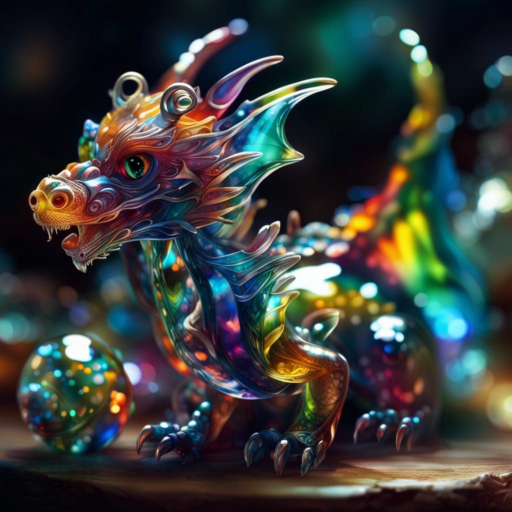 Multicolor Glass Dragon Fantasycore Artwork