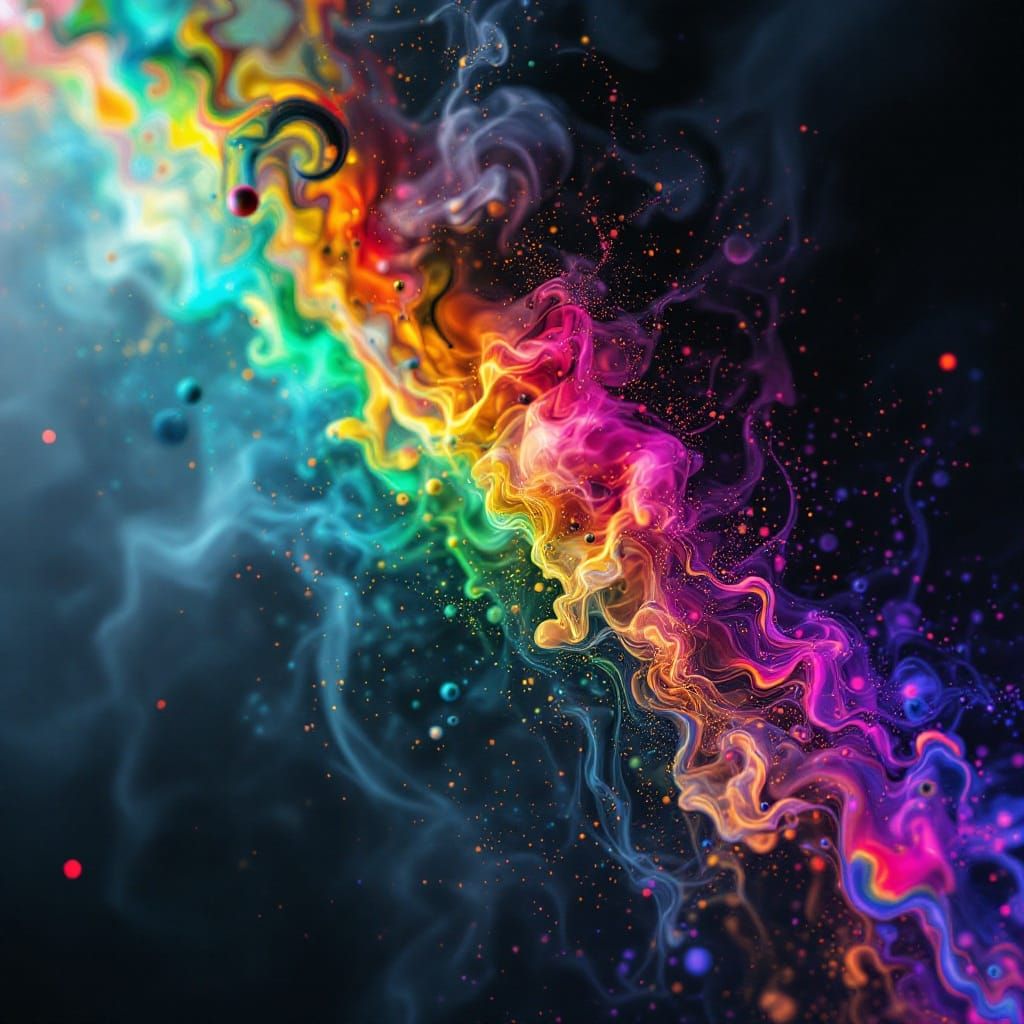 Vibrant Fractal Rainbow Smoke in Turbulent Chaos