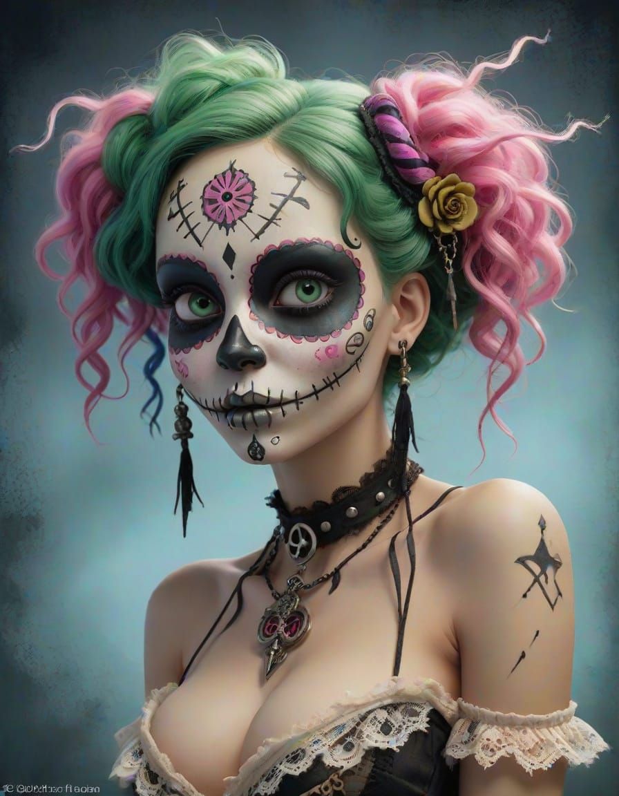 Whimsical Gothic Voodoo Doll with Bohemian Accessories