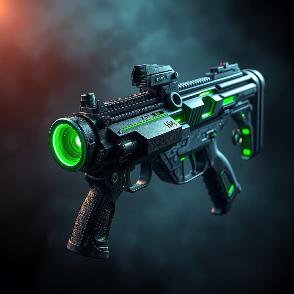Futuristic RPG Gun in Cyberpunk Aesthetic