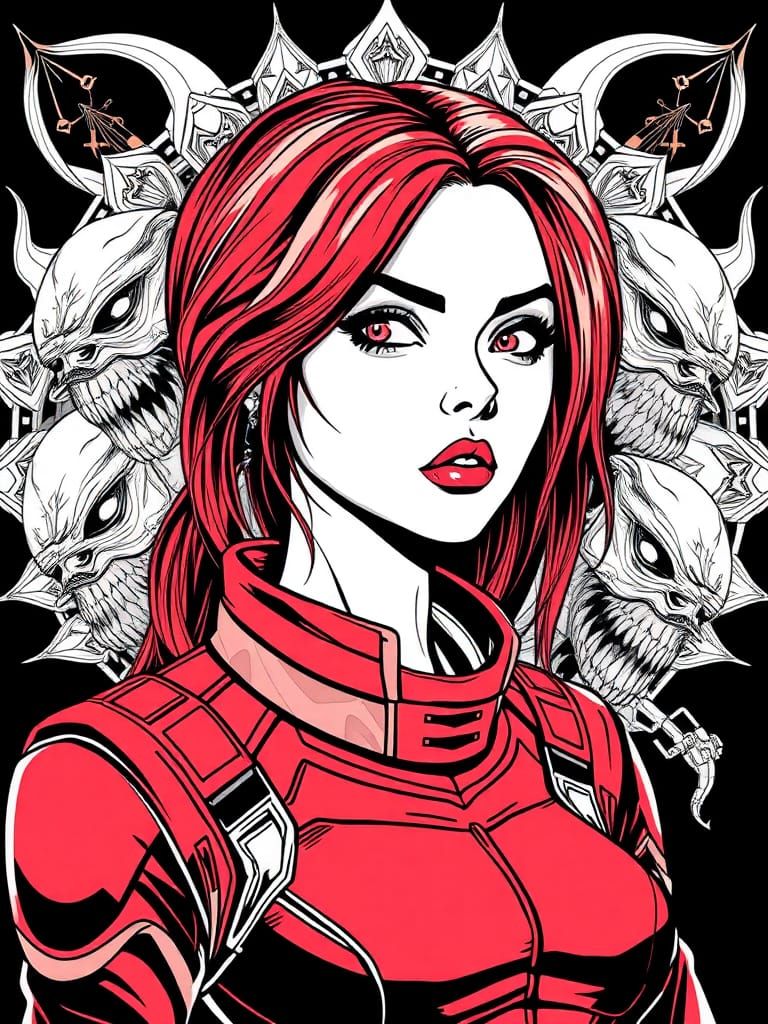 Sci-Fi Horror Heroine Portrait in Comic Art Style