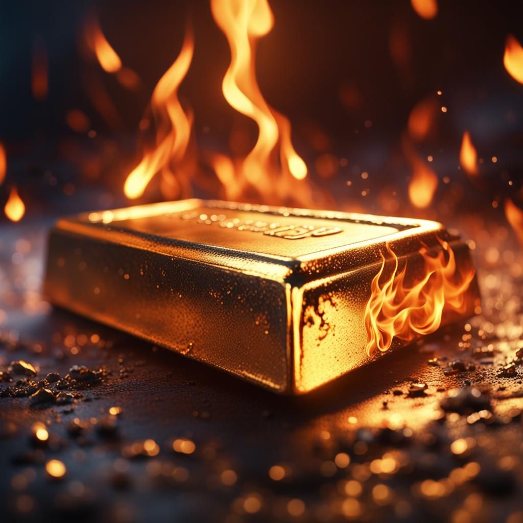 Gold Bar Ablaze: A Detailed Matte Painting