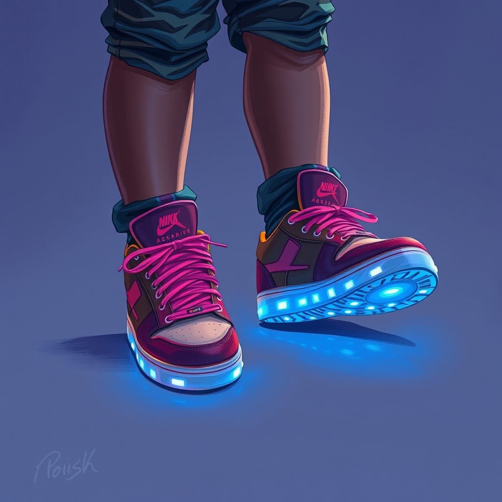 Vibrant Sneakers Shine in Digital Painting
