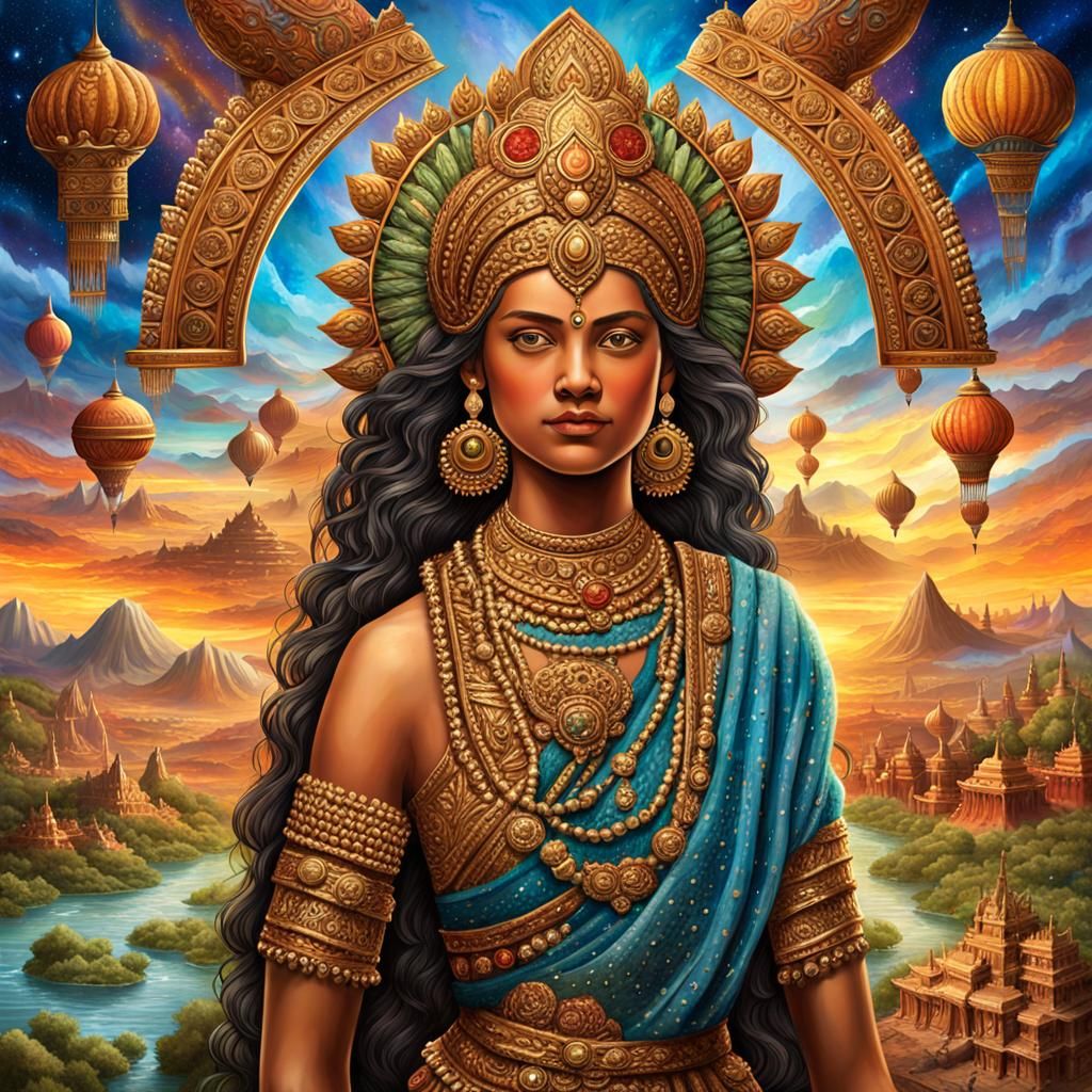 Goddess Culture in Ancient Urban Complex, Renaissance Painti...