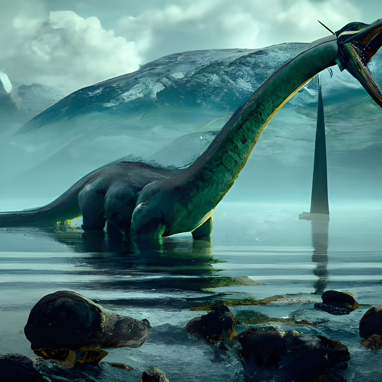 Fantastical Loch Ness Monster Concept Art