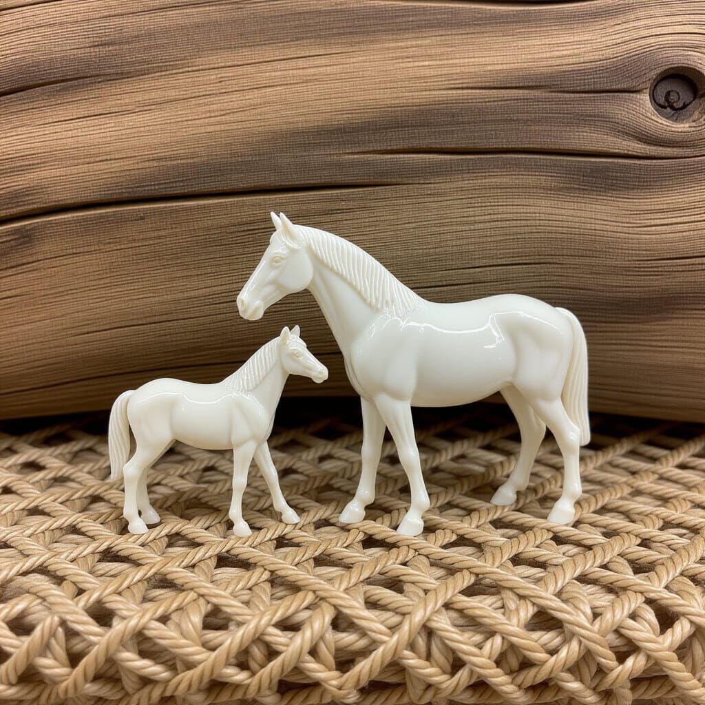 Grazing horse ivory netsuki