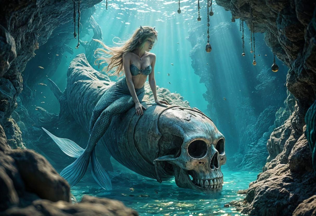 Mermaid in Pirate Cave: Fantasy Concept Art