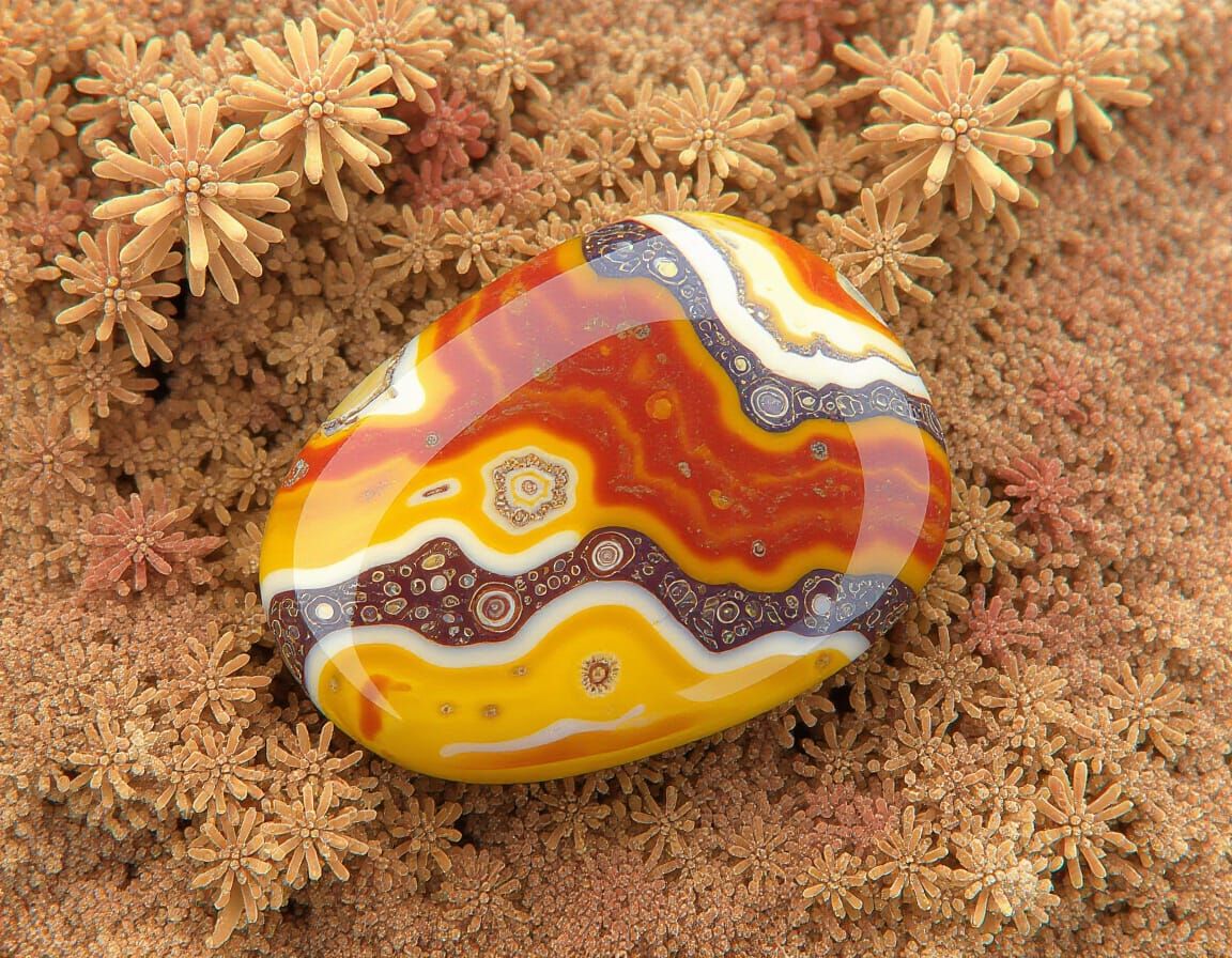 Polished Mookaite Gemstone in Western Australia Landscape