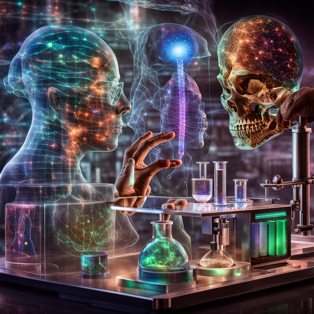 Futuristic Biology Lab with Holographic Displays