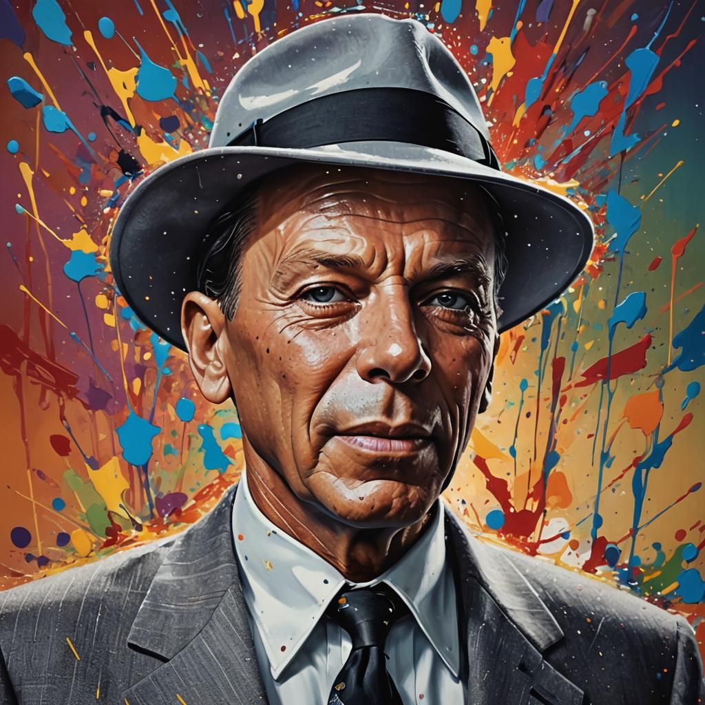 Frank Sinatra Hyperrealistic Splash Art Portrait