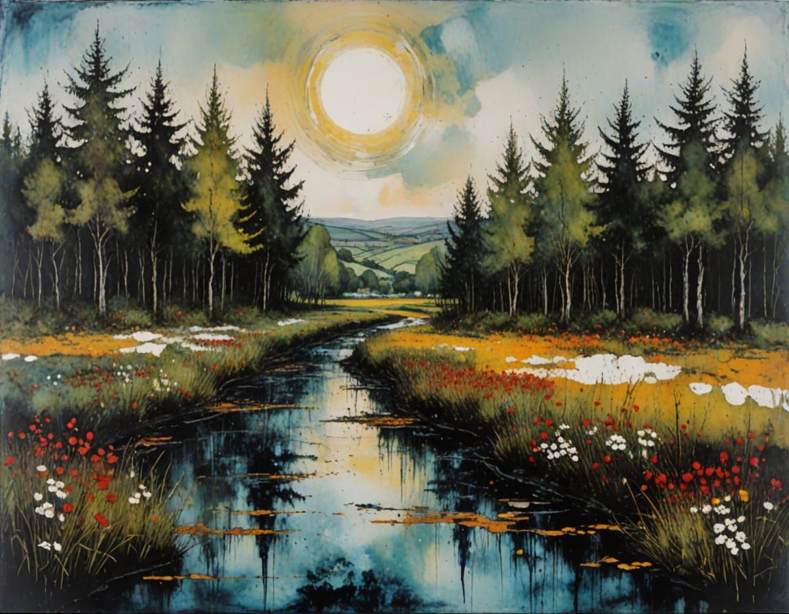 Abstract Expressionist Encaustic Painting: World Seen With O...