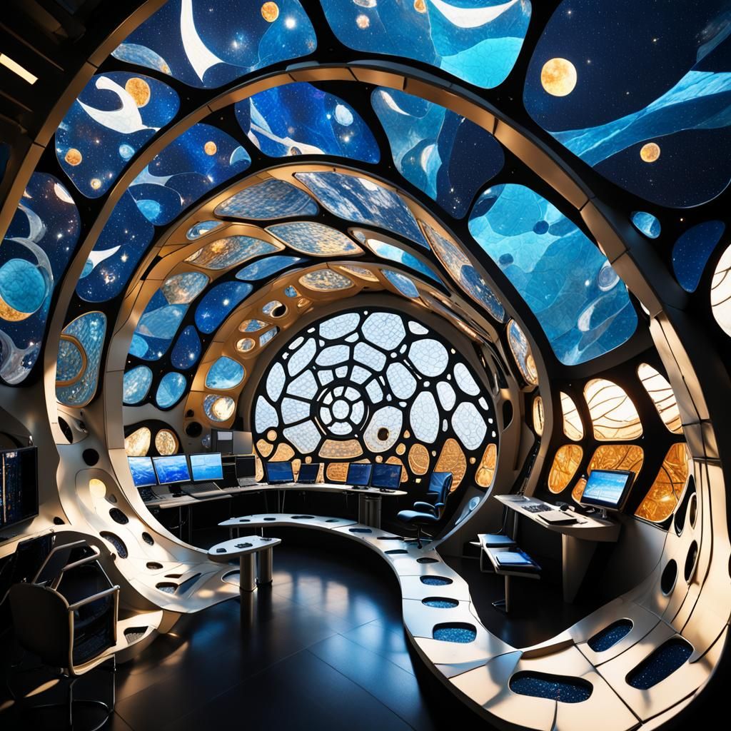 Gaudi-Inspired Space Station in Art Nouveau Style