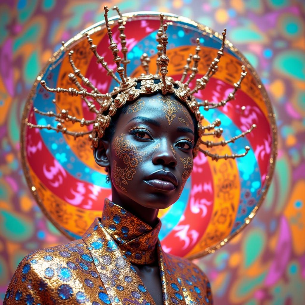 African Queen in Surreal 3D CGI Style