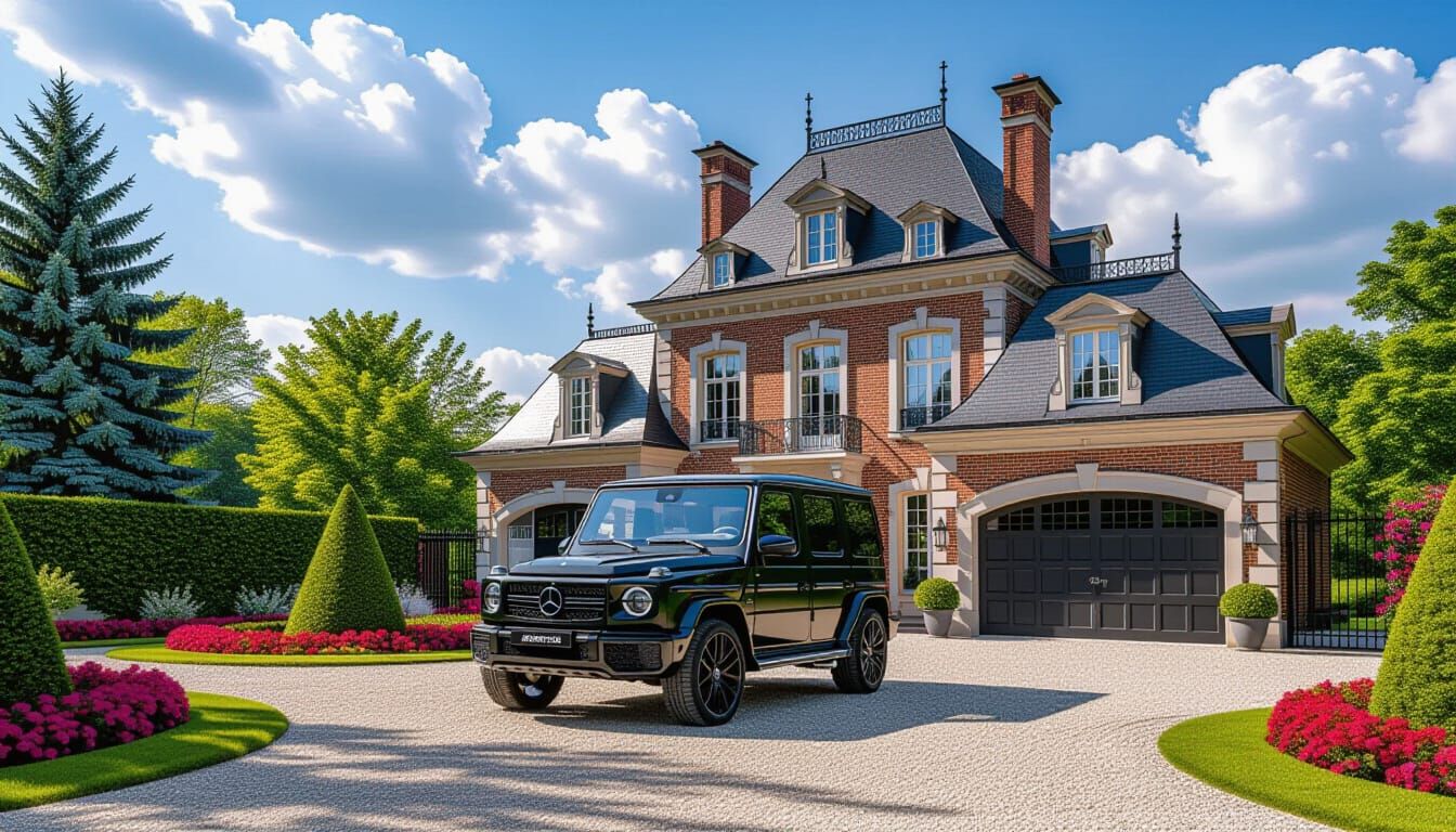 Brick Chateau with Mercedes-AMG G 63 in Monet Style