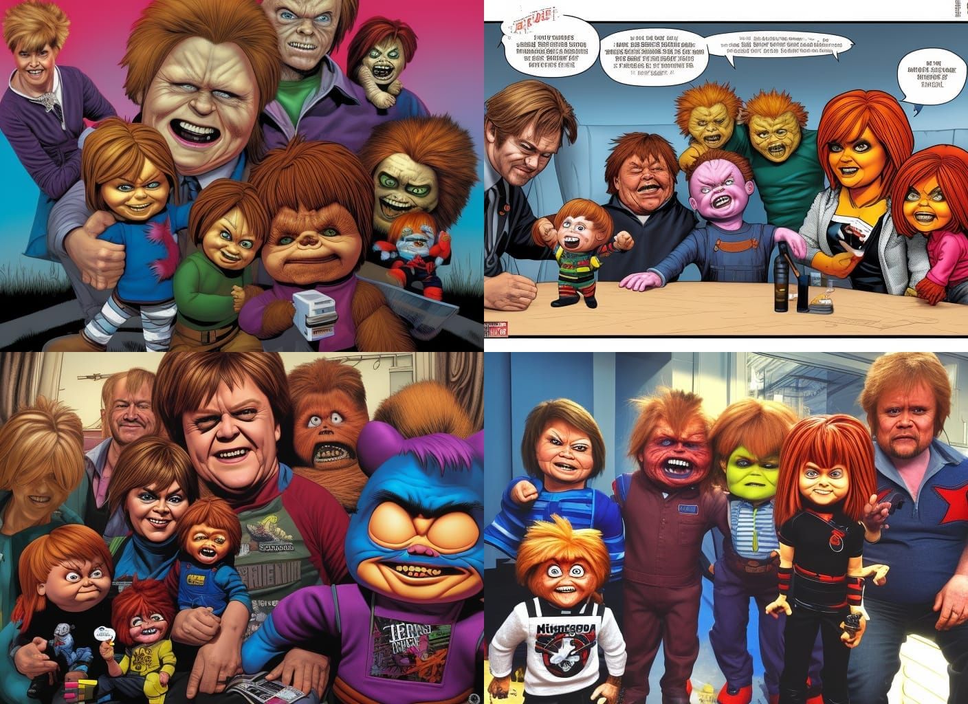 Nicola Sturgeon Comic Book Art with Krankie and Chucky