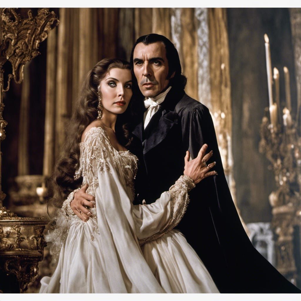 Gothic Dracula Film Still in 1970s Style