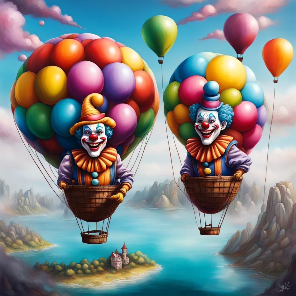 Clowns Fly to Island: Graffiti Splash Art