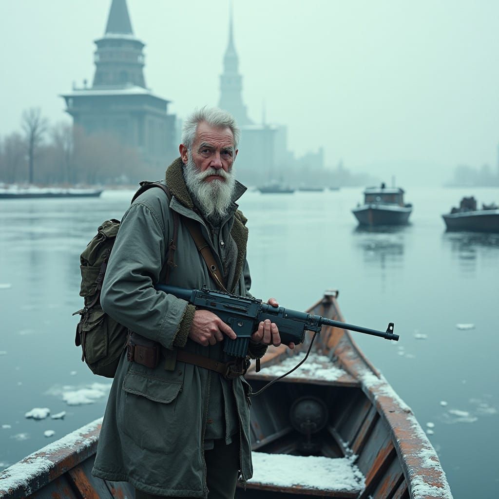 Grizzled Survivor Stands Resolute in Post-Apocalyptic Winter...