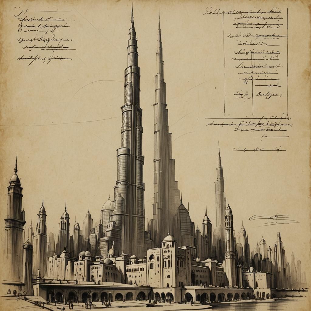 Burj Khalifa as Renaissance Sketch