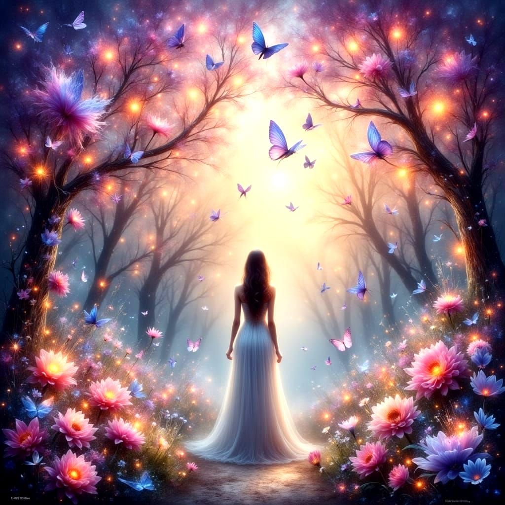 Ethereal Garden Sanctuary in Soft Pastel Colors