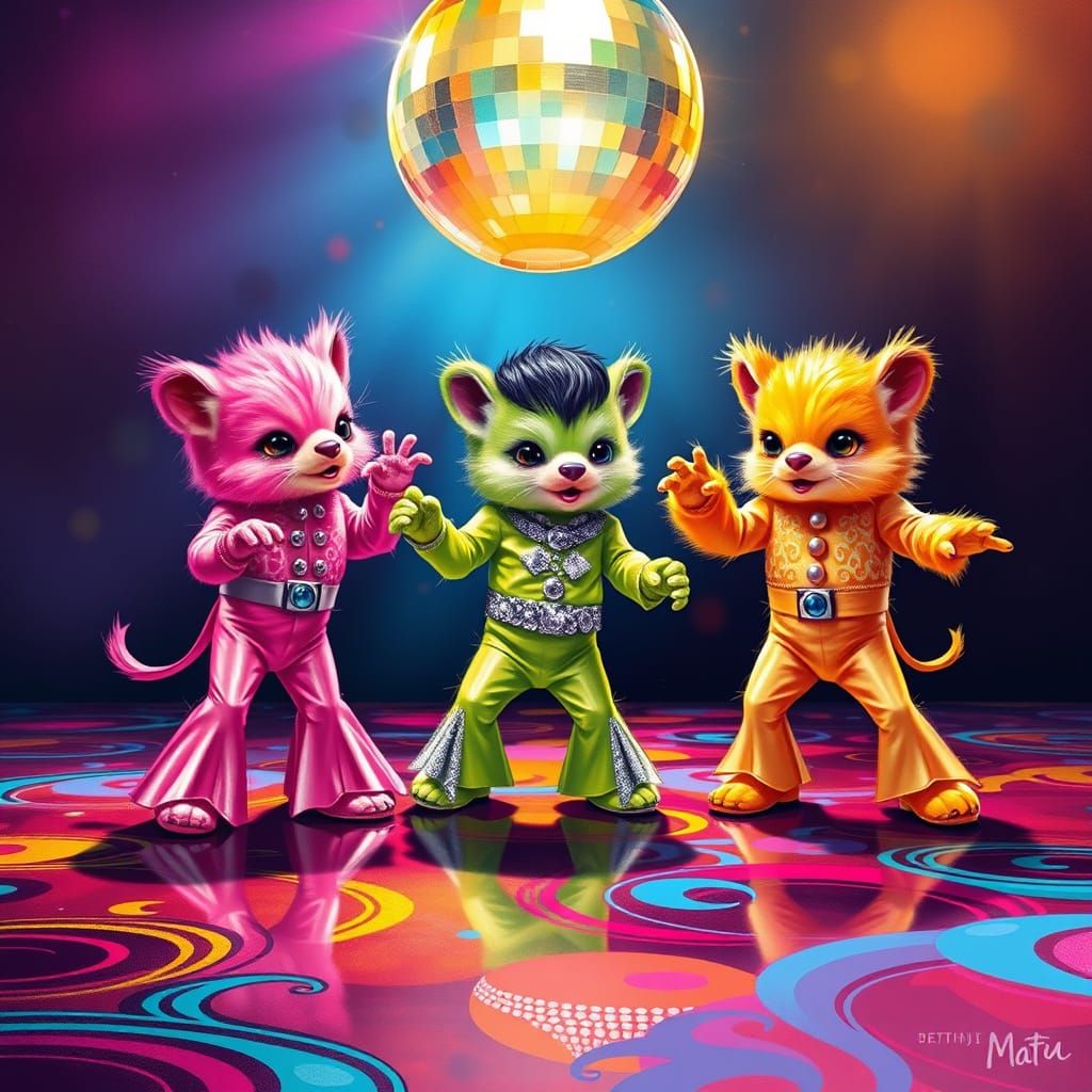 Fuzzy Disco Creatures Dance the Night Away in Vibrant 70s St...