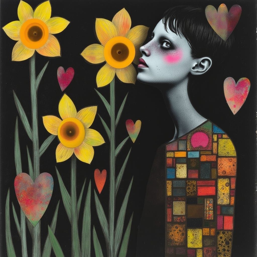 Melancholy Abstract Woman in Dark World