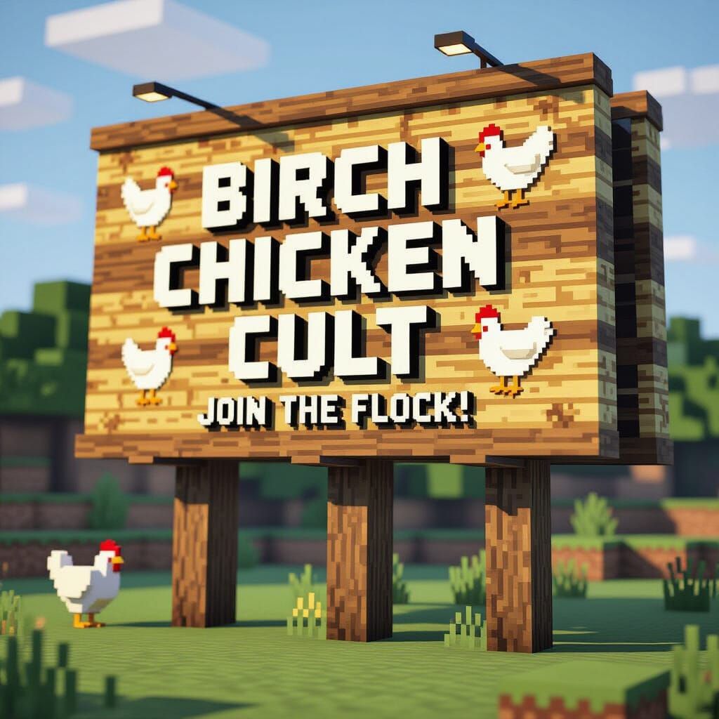 Minecraft Birch Chicken Cult Billboard Art