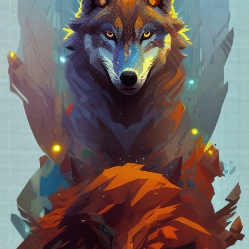 Majestic Wolf in Pixel Art Style