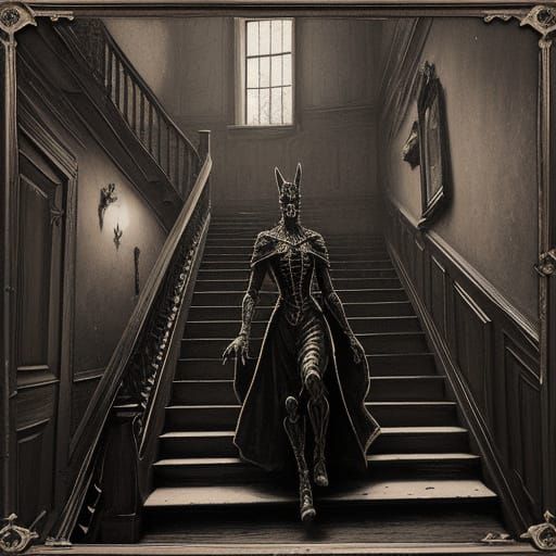 A Sinister Figure Descends in a Haunting Sepia Portrait