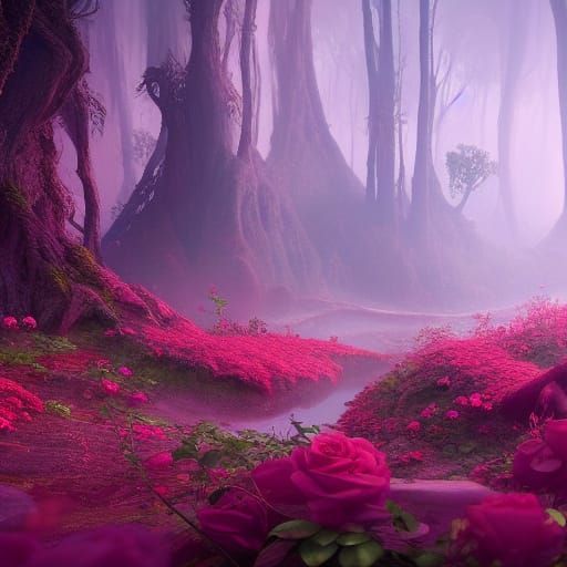 Enchanting Rose Forest Concept Art in 8K