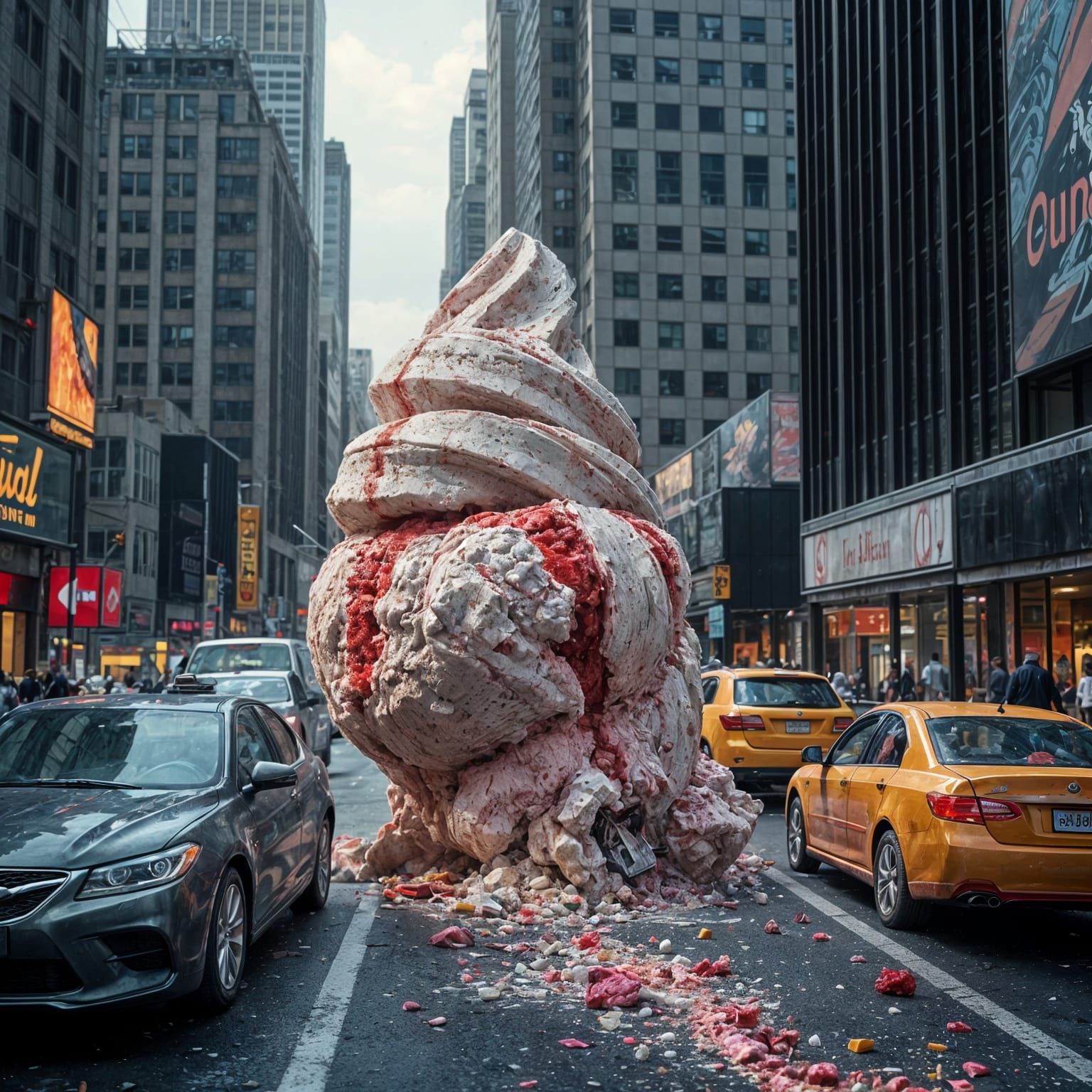 Giant Ice Cream Scoop Rampages Through City