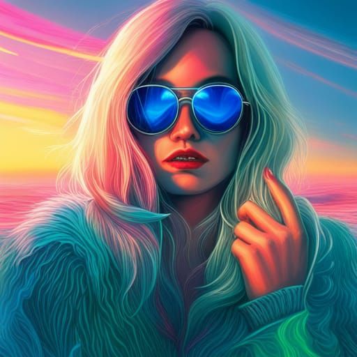 Synthwave Sunset with Neon Clouds