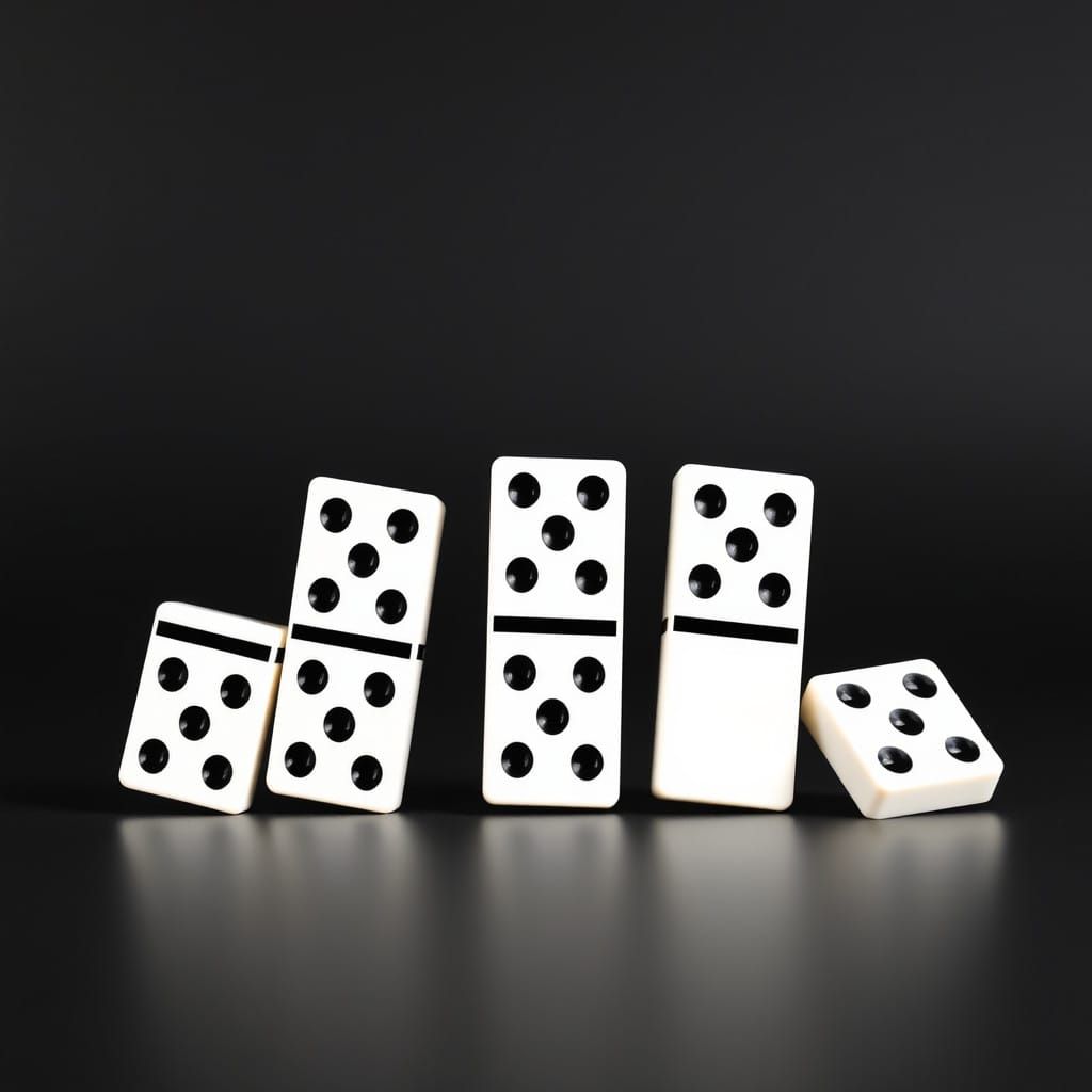 Domino Effect: Minimalist Kinetic Art Illustration