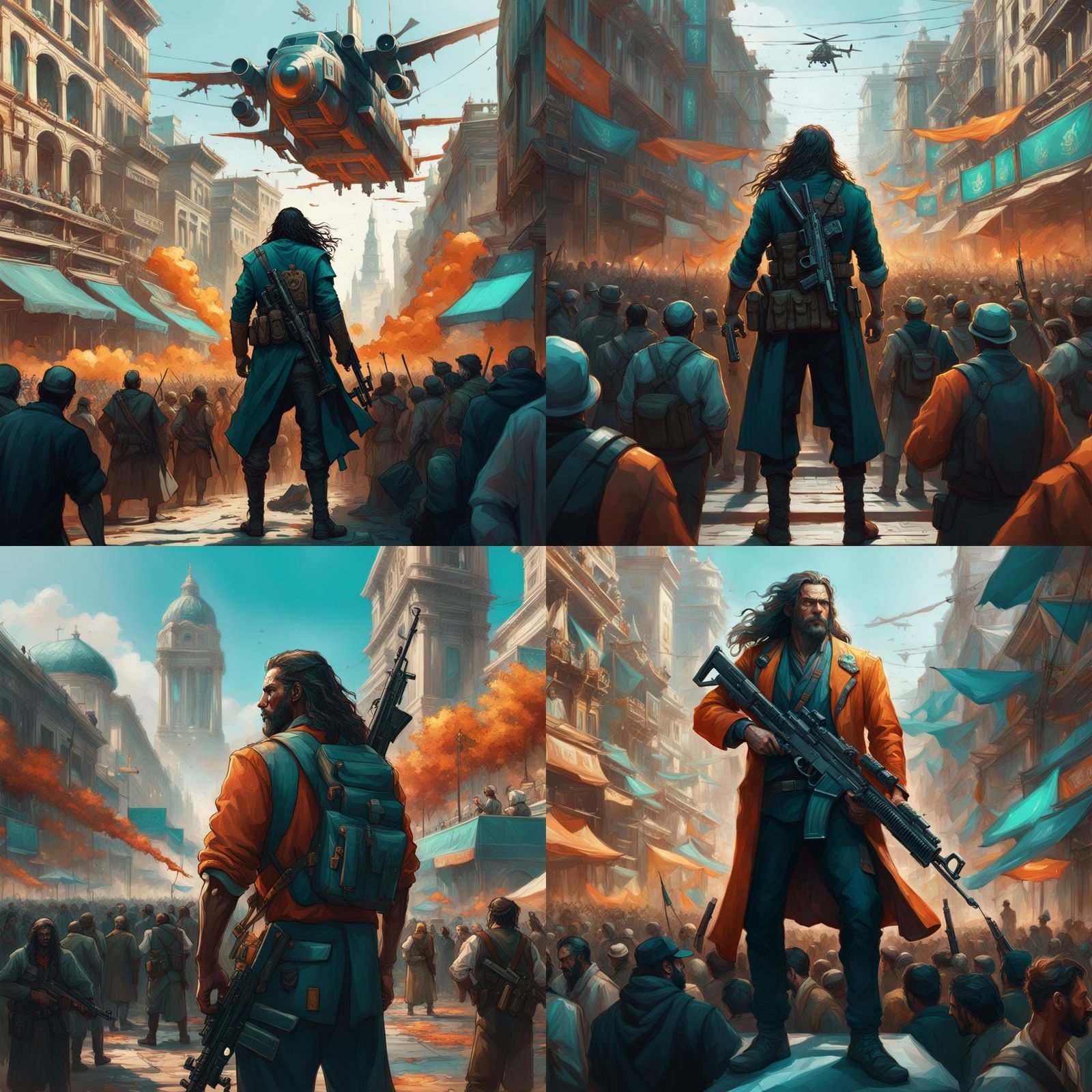 Man with Machine Gun, Digital Art by Rutkowski