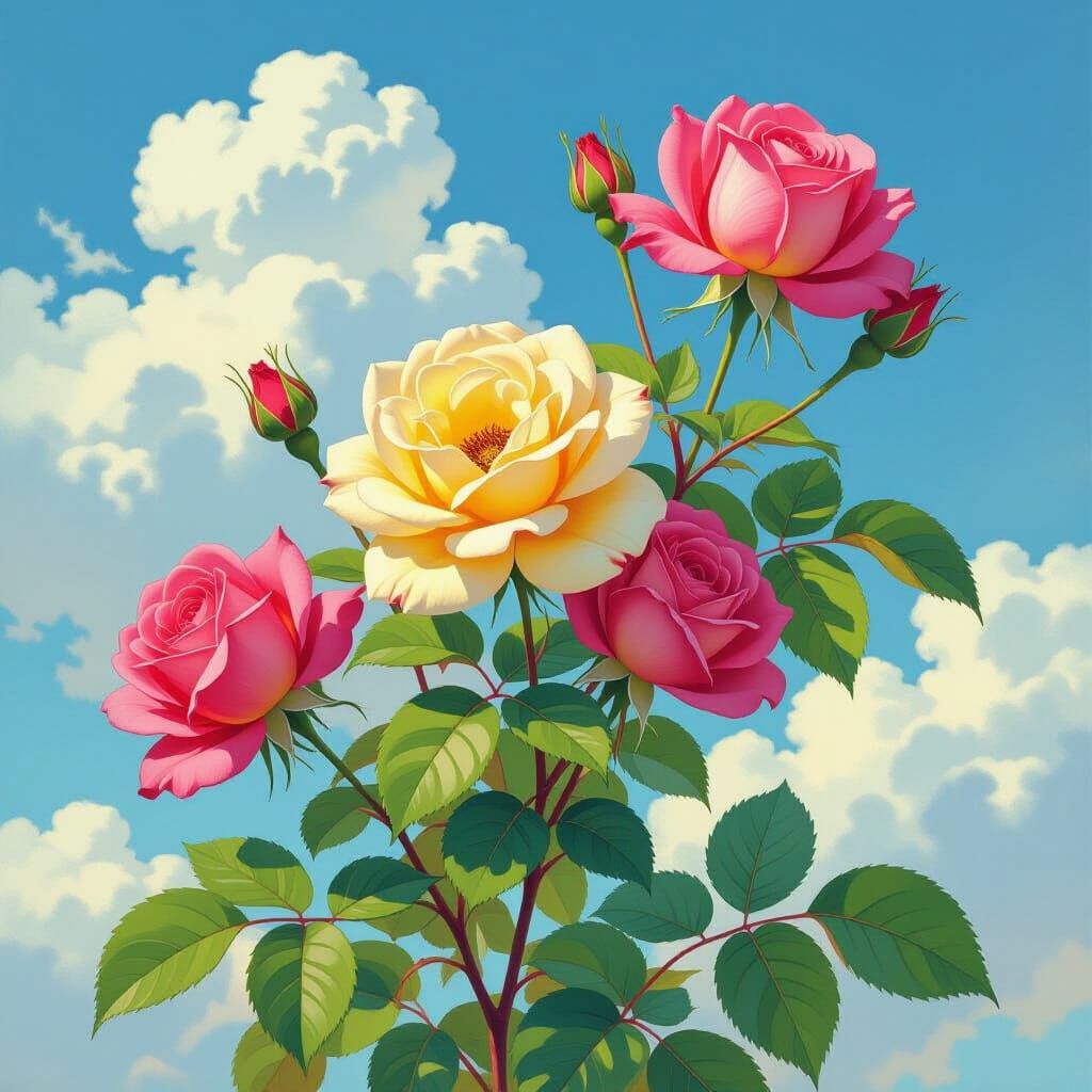 Rose Flowers in Watercolor Style