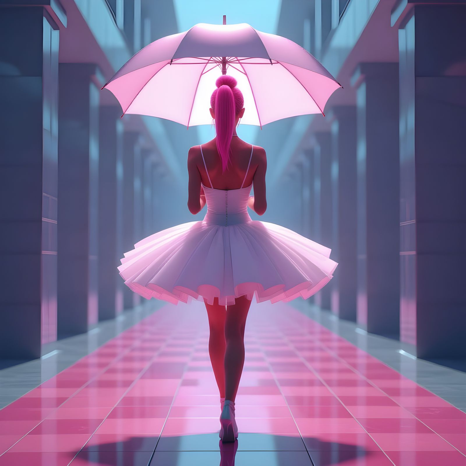 Pink Umbrella Dress Ballerina Concept Art