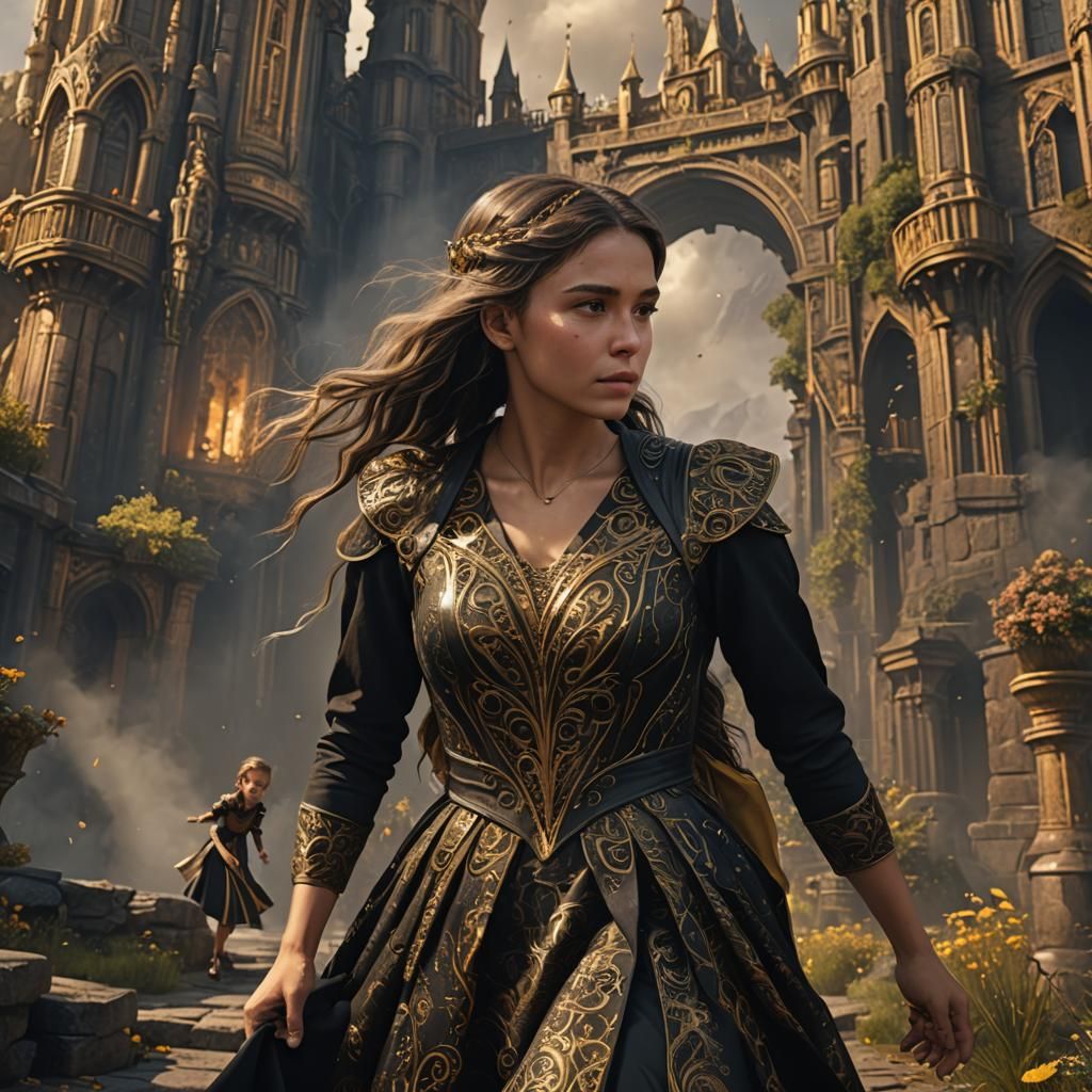 Father and Daughter in Gold: Fantasy Concept Art