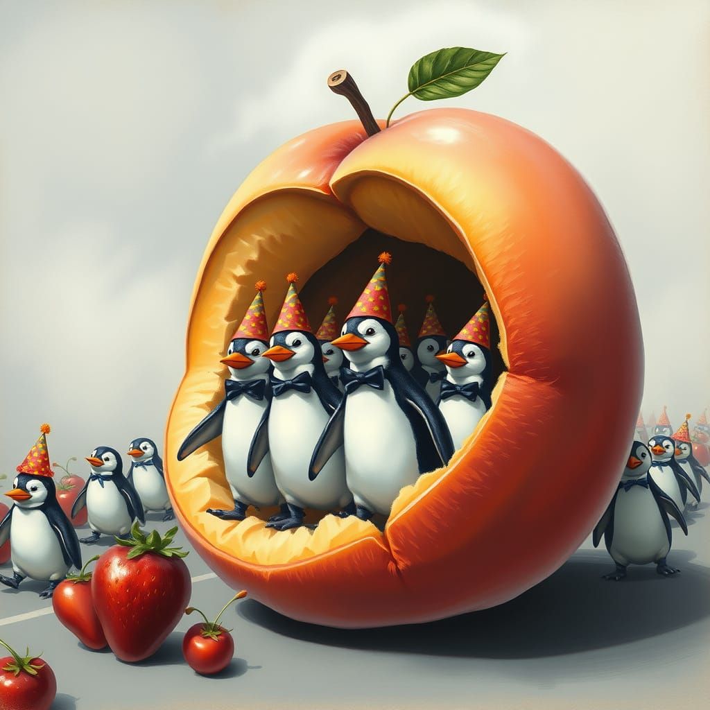 Vibrant Peach Parade Float in Hyperrealistic Style